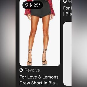 NWT For Love And Lemons Drew Black Shorts